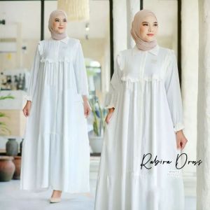Pabrik Baju RABIRA DRESS IK Bahan CRINKLE BUSUI Gamis 2022 Terbaru Modern Ukuran XL Gamis Putih Pengajian Dress Muslim Wanita Kekinian Simple