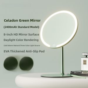 Metal Base LED Makeup Mirror Desktop Portable Student Dormitory Home Office Beauty Care Tool Glass Mirror Illuminated