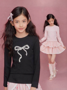 LOVESASAKIDS | Lace And Glitter Cotton Breathable Fitted Girl T-shirt