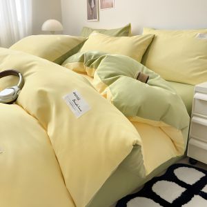 NAIYOUCHENG | Simple Pure Cotton Bedding Set 100% Cotton Plain Color Student Dormitory Applicable