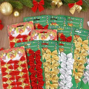 12-120PCS Christmas Bow Red Velvet Bow Xmas Tree Pendant Xmas Tree Pendant Wedding New Year Party Decor DIY Gift Box Wrapping