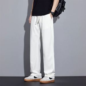 กางเกงลำลองชายผ้าลินินบางหลวมๆ ฤดูร้อน กางเกงขายาวทรงตรง กางเกงขายาวทรงหลวมๆ ผ้าลินิน กางเกงขายาวผู้ชาย