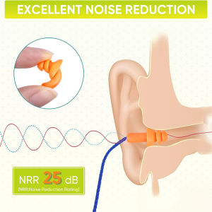 Corded Noise Cancelling Ear Plugs 25dB Noise Reduction Reusable Silicone Earplugs Ideal for Work Sleeping Swimming Shooting