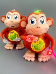 Cartoon Monkey Lantern Toy Childrens Handheld Dancing Singing Lamp Mid-Autumn Festival Celebration Plastic Light up Swing