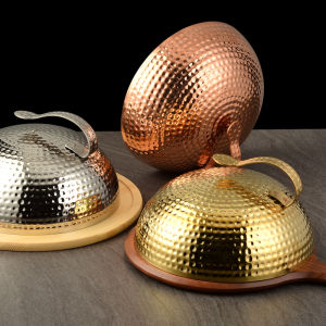 Tenppanyaki Tricks Lid Hammer Point Iron Plate Cover Brass Cap Stainless Steel round Cover Cooking Teppanyaki Copper Lid