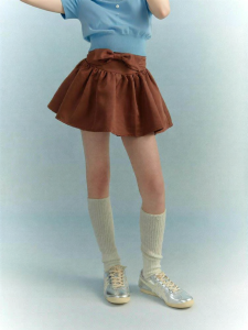 LOVESASAKIDS | Girls Satin Bow Ruffle Puff Skirt