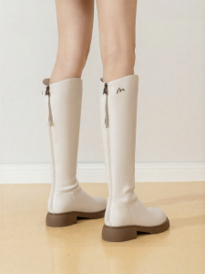 Josiny | White Long Tube Boots For Women V-Neck Thick Soles Winter 2025 New Knight Boots