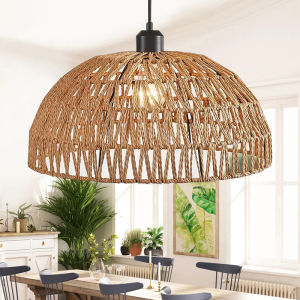 Japanese Style Hemp Rope Pendant Light Countryside Dining Room Bedroom Living Room E27 Ball Bubble Handmade Pendant Light