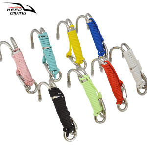 1Pcs 316 Stainless Steel Double Reef Hook With Luminous Rope Corrosion Preventive Scuba Diving BCD Safe Equipment