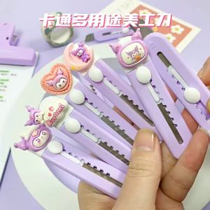 Mini Portable Sanrio Kuromi Pendant Purple Paper Knife Stationery Kits for Craft Art Office School