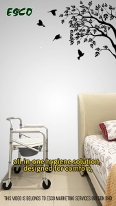 Esco Mobile Aluminum shower commode chair/ Bathroom Chair with Wheel