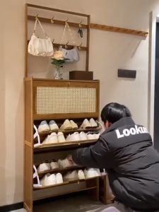 Bamboo Shoe Rack Organizer: Large Capacity Storage Shoes Space Saving Ultimate Shoe Organizer