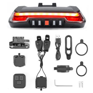 Stay Safe on Your Bike with Our Smart Taillight - USB Rechargeable Wired & Wireless Remote Control Turn Signals and Auto Brake Light for Night Cycling