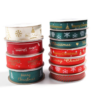 10yards/roll 10/12mm Chrismas Printing Wrapping Ribbons Polyester Package Ribbon Bows For DIY Chrismas Gift Box Ribbons