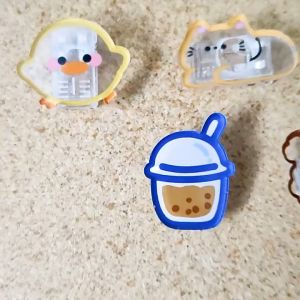 Cartoon Acrylic Clip 卡通亚克力夹子 Klip Kartun Akrilik Plastik Comel Gaya INS Cute Memo Paper Clip Stationery School Student Food Clipper