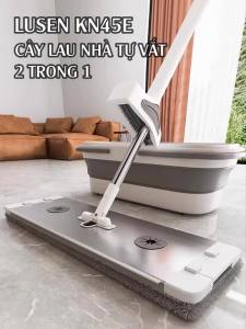 Cây lau nhà tự vắt Lusen KN45E chổi lau xoay 360 độ thông minh bàn lau lớn chất liệu hợp kim nhôm