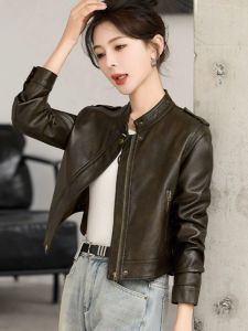 OUCAO | Short Fashionable Thickened PU Leather Jacket