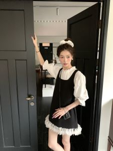 ชุดเดรสสั้นแขนกุดผ้าโพลีเอสเตอร์ลายดอกไม้สำหรับผู้หญิงในฤดูร้อน 2024 ทรงเอ เอวธรรมชาติ คอกลม กระโปรงสั้น