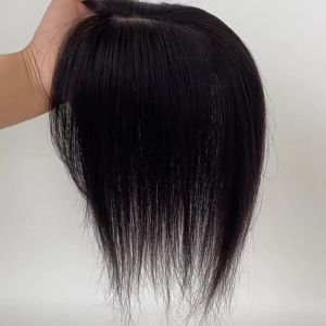 7x11cm 100% Human Hair Piece Black And Mocha Brown Hair Topper Hair Replacement Cover White Hair Breathable And Lightweight Wig Increase Hair Volume For Women