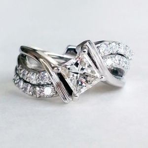 Huitan Fashion Women Silver Color Ring Curve Inlaid Shiny Cubic Zirconia Simple Versatile Wedding Party Accessories Jewelry