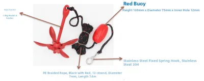 Red Painted Folding A-Anchor Carbon Steel Boat Anchor for Fishing Canoe Rubber Boat Kayak Stop Ship Anchor Combination