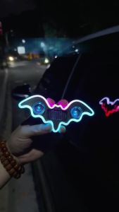 KEVANLY | Bat-shaped Universal Solar Power Atmosphere Light Dynamic Gradient LED Fit Car Interior Ambient Light Decoration Accessory RGB
