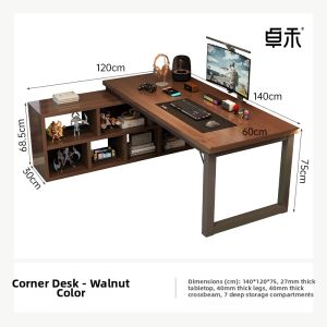 ZHUOHE | Dual-Person L-Shaped Gaming Computer Desk Work and Study Combination