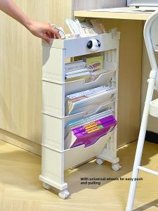 Dormitory Table Movable Bookshelf Trolley Floor Storage Rack Multi-Layer Student Good Desk Book Stationery Storage