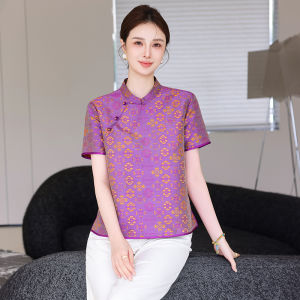 OUSHILU | Non-legacy Chinese Style Short Sleeve Silk Shirts