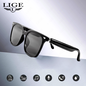 LIGE 2025 Fashion AI Smart Glasses Bluetooth call Voice Assistant Glasses Headset Playing Music Camera Control Smart Sunglasses