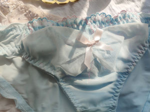 2024 New Japanese Style Qmilch Underwear Women Lolita Embroidered Small Flying Edge Bow Girl Ice Silk Girl Underwear