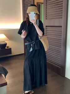 Stylish Loose Short Sleeve T-Shirt Skirt Set