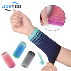 GOBYGO 1Pair Knitted Compression Sports Wrist Brace Long Elastic Breathable Support Basketball Volleyball Gym Fitness Workout