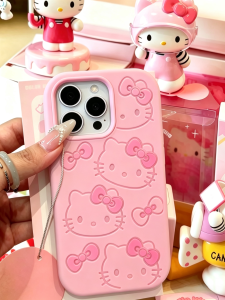 Sanrio | Cute Candy Color Full Screen Sanrio KT Phone Case For iphone 16 15 14 17 Pro Max 17Pro Matte Shockproof Silicone Soft Back Cover