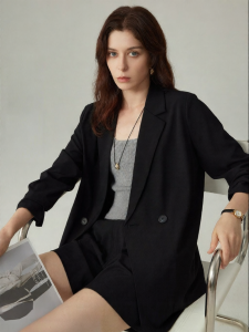YAKEJIA | Black Breathable Lightweight Blazer for Summer