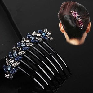 Adult Womens Fashion Hair Accessories Leaf Shaped Diamond Hair Combs Clips Stylers Sweet Style Hairpins Versatile Hair Accessories