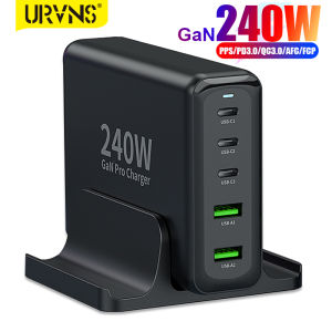 URVNS 240W USB C Charger Station 5-Ports (3 PD 100W PPS45W+2 30W QC3.0) Type C Super Fast Charging 2.0 Laptop GaN Power Adapter for iPhone 14 13 12 iPad MacBook Galaxy Pixel