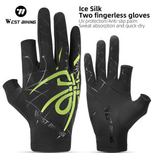 West Biking | WEST BIKING Ice Silk  2 Fingerless Bike Gloves Anti-Slip Breathable Bicycle Gloves Summer Cool Moisture Wicking Cycling Gloves