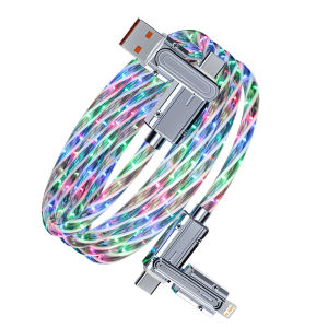 Phone cable LED Luminous USB Cable 4 in 1 Fast Charging Data Cable for iphone 14 Pro Max Charger Cables USB PD To Type-C 