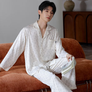MiiOW | ชุดนอนผ้าไหมน้ำแข็งสำหรับผู้ชาย Catman ฤดูใบไม้ร่วง 2025 แขนยาว กางเกงขายาว น้ำหนักเบา ขนาดใหญ่ ใส่ไปข้างนอกได้ ชุดอยู่บ้าน ผ้าฝ้ายโพลีเอสเตอร์ 95% ยางยืด 5%