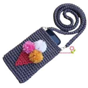 Túi Đựng Điện Thoại Bằng Len  Túi Len Đựng Điện Thoại Họa Tiết Dễ Thuong - Hoavuivee