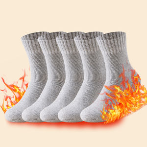 ถุงเท้าผู้ชายกันหนาว 5 คู่ ถุงเท้ายาวสำหรับกิจกรรมกลางแจ้ง ป้องกันความหนาวเย็น ป้องกันน้ำแข็งเกาะ ถุงเท้าสำหรับหิมะ ถุงเท้าผู้ชายแบบหนา ถุงเท้าแบบผ้าขนหนู