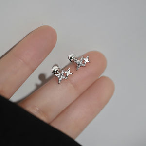 925 Sterling Silver Romantic Four-Pointed Star Stud Earrings For Women Jewelry