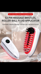 Scalp Massager Comb with Liquid Tank | EMS Microcurrent & LED Red Light Hair Growth Therapy Brush