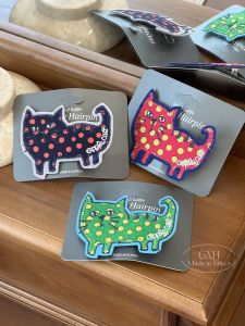 Fantasy Forest Weird Little Kitten Girl Hair Clip Fabric Embroider Style Weirdo Funny Autumn Forehead Broken Hair Side Clip