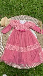 Baju pesta anak muslim brukat maliqa umur 3-12 tahun untuk lebaran