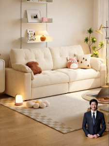 Storage Function Small Space Suitable Creamy Chenille Sofa