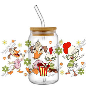 Funko | Popular Cartoon Cute Chicken Little 16oz UV DTF 3D Transfer Sticker Decals For Glass Can Cup Fashion Craft DIY Creative