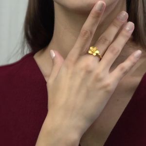 Chow Sang Sang 周生生 Chinese Wedding Collection 999.9 24K Pure Gold Price-by-Weight 5.24g Gold Adjustable Floral Ring 90352R #四点金 Si Dian Jin