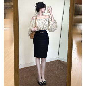YUEZHONGWEI | Vintage Bell Sleeve Off Shoulder Polka Dot Blouse